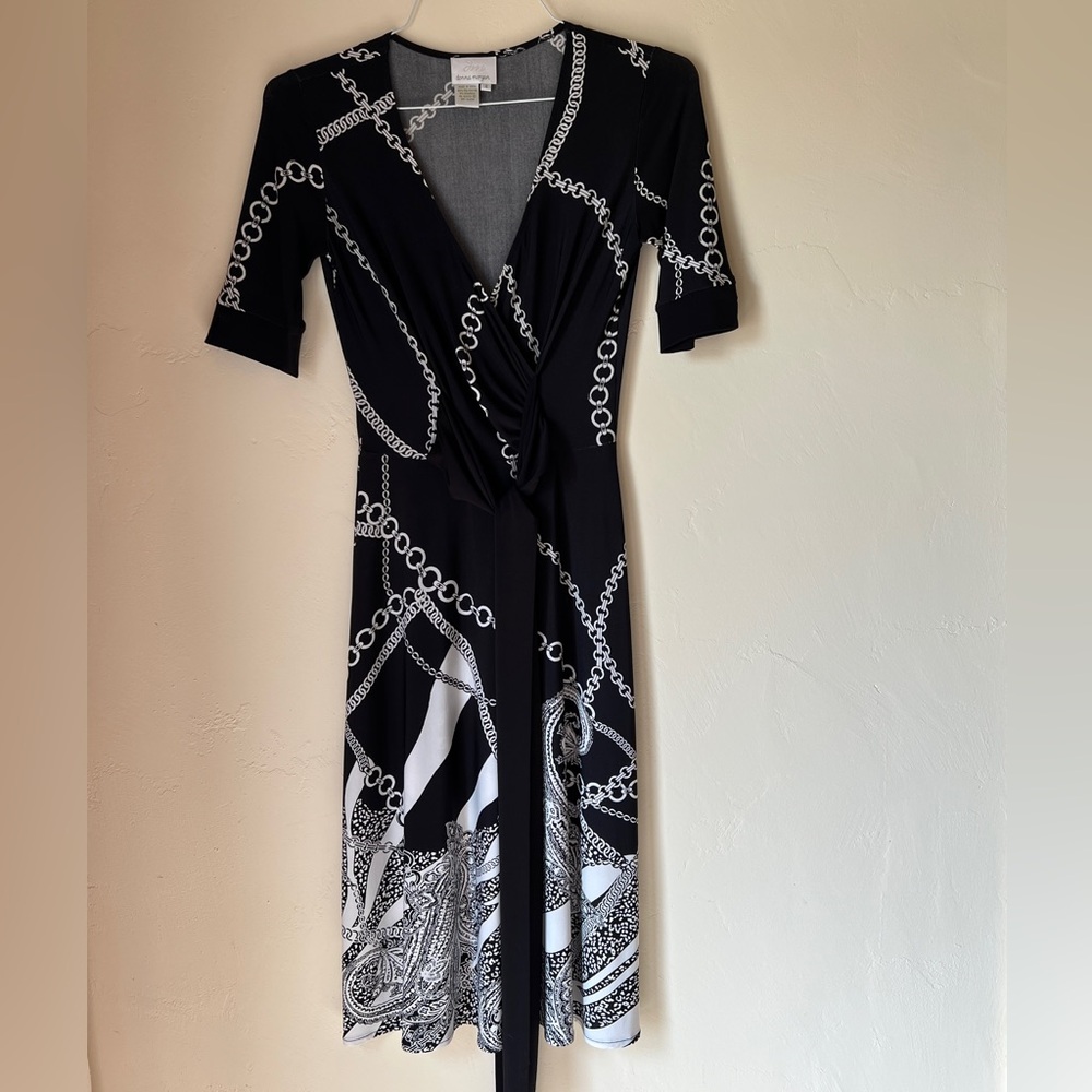 Black Dress with White Chain Design